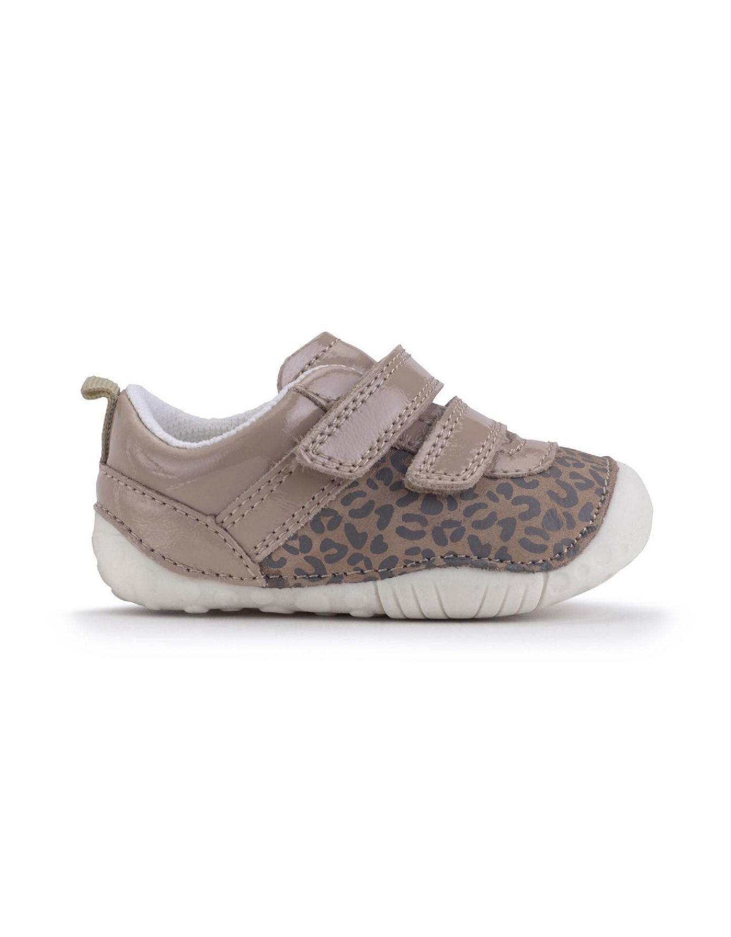 Startrite Little Smile Taupe patent/leopard nubuck