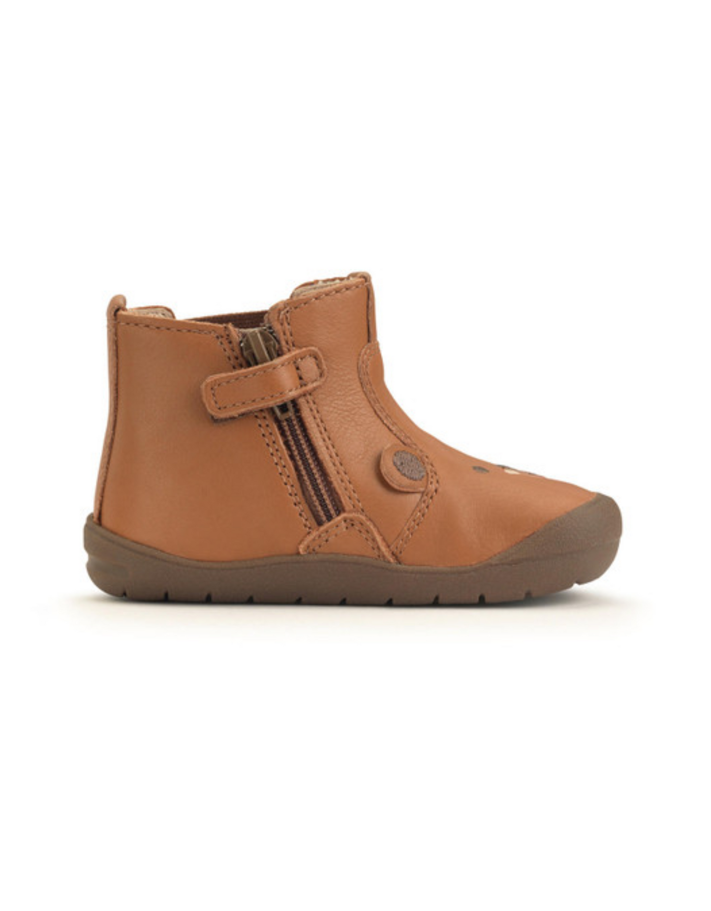Startrite Tan leather/bear zip-up first Chelsea boots