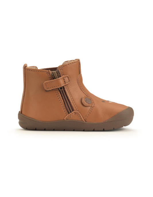 Startrite Tan leather/bear zip-up first Chelsea boots