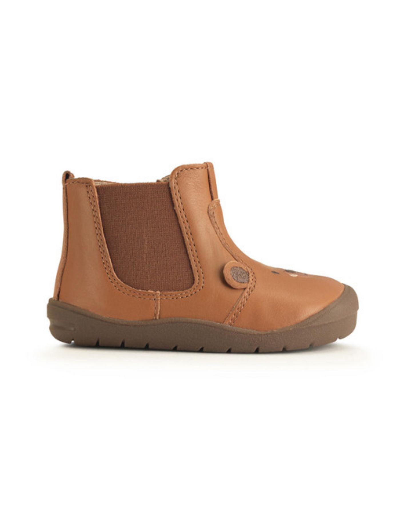 Startrite Tan leather/bear zip-up first Chelsea boots