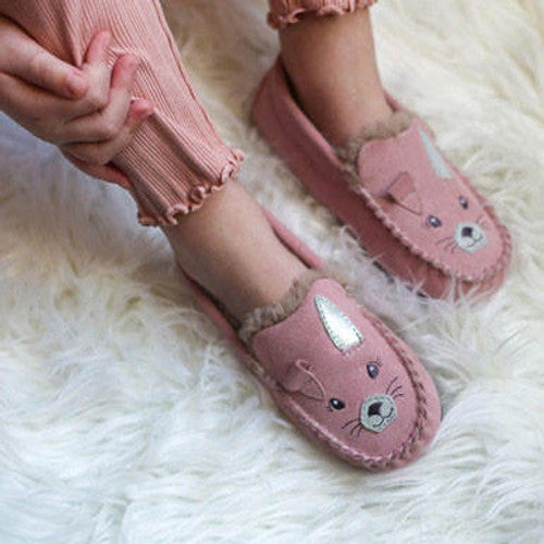 Startrite Snuggle Pink Suede Bunny Slip-on Slippers