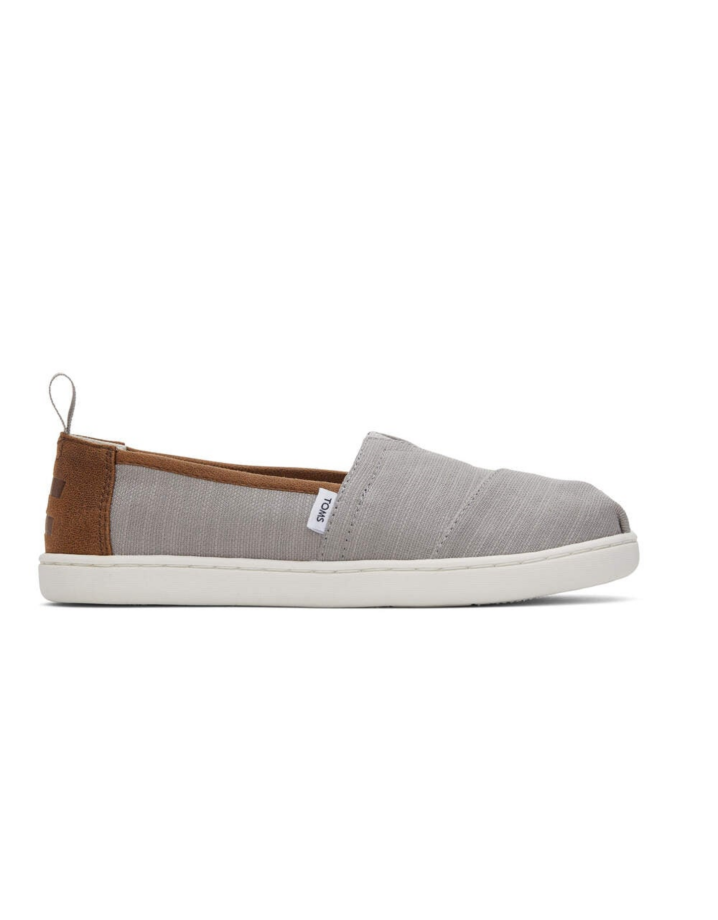 Toms Youth Alpargata Recycled Cotton Canvas Drizzle Grey/Dark Brown Trim